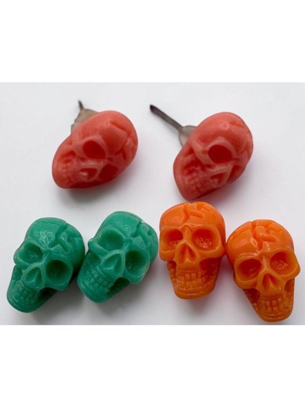 Mini Halloween Skull Head Stud Earrings Set of 3 Goth Party Scary Costume Cospla